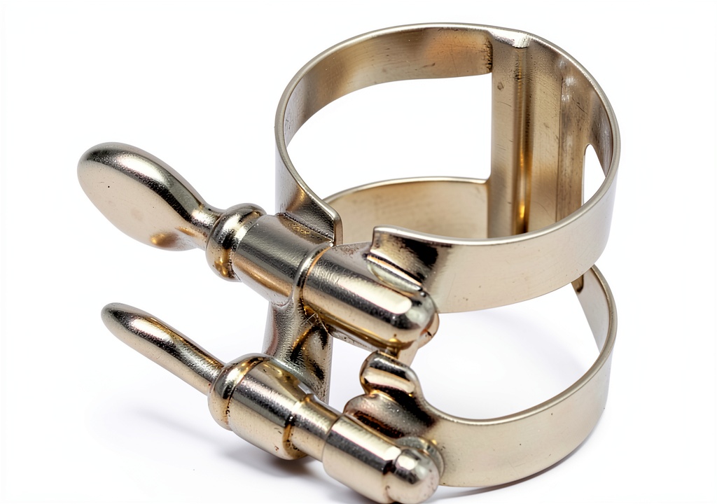 Daniel Bonade nickel clarinet ligature installed on an Eb clarinet