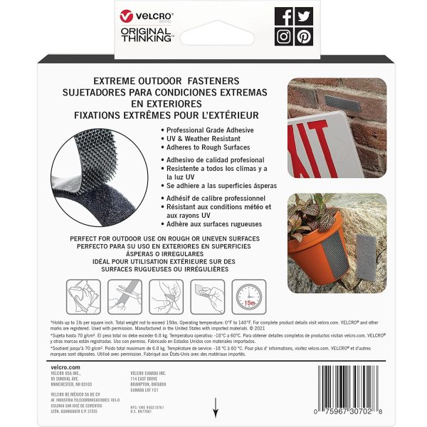Velcro Outdoor Mounting Tape 20ft x 1in Extreme Weather-5